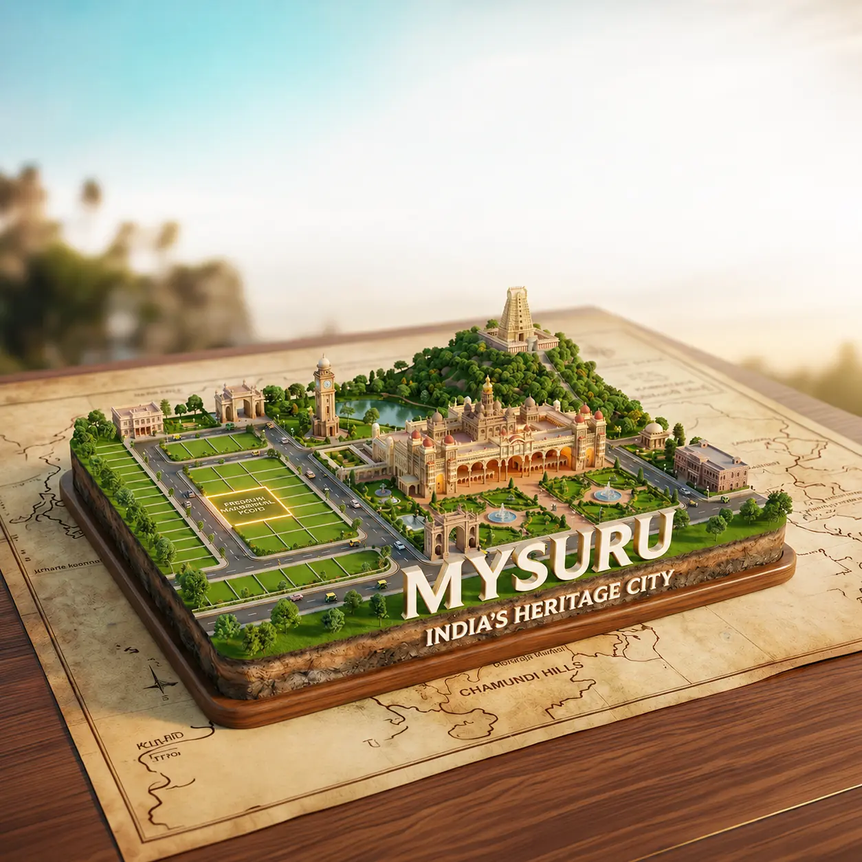 Illustrated map of Mysuru, India's heritage city